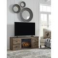 Signature Design by Ashley Trinell TV Stand w/ Electric Fireplace Wood in Brown | 24.33 H x 60 W x 14.8 D in | Wayfair EW0446W8