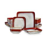 Orren Ellis 16 Pieces Stern Dinnerware Set w/ Dinner Plate, Dessert Plate, Bowl & Soup Plate Service For 4 Bone China/Ceramic in Red | Wayfair