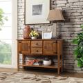 Gracie Oaks 48" Solid Wood Console Table Sideboard w/ 2 Drawers & Cabinets & 1 Bottom Shelf Wood in Brown | 33.09 H x 48.05 W x 13.67 D in | Wayfair