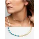 Collier Ras du Cou en Or avec Perles Turquoises Délicat et Épais Bijoux Simples pour Femme