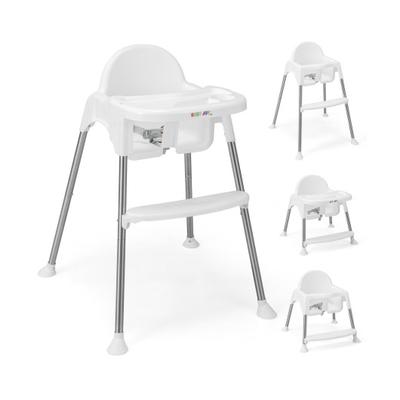 Costway 4-in-1 Convertible Baby High Chair with Removable Double Tray-White