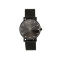 Sophie & Freda Womens Savannah Mesh Bracelet Watch w/Swarovski Crystals - Black Stainless Steel - One Size