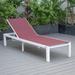 LeisureMod Marlin White Outdoor Chaise Lounge Chair with Fire Pit Table