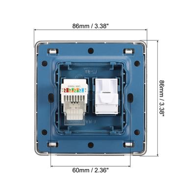 RJ45 CAT6 Socket Telephone Wall Plate Silver Grey for Home Office - Silver Grey