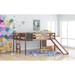 Toddler Low Loft Bed with Slide & Ladder, Pine Wood Bed Frame with Chalkboard for Kids Boys Girls, No Box Spring Needed