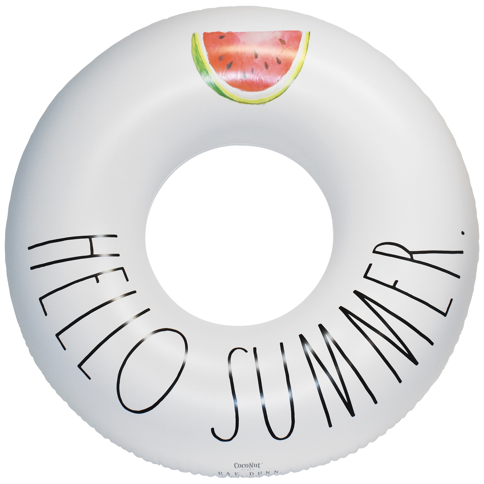 Rae Dunn: Hello Summer - 48" Ring Float - CocoNut Float, Inflatable Jumbo Water Ring, Durable, Anti-Leak, Ages 8+ - Multi