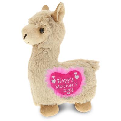 DolliBu Happy Mothers Day Super Soft Plush Beige Llama with Pink Heart - 11 inches