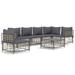 Andoer 7 Piece Patio Set with Cushions Anthracite Poly Rattan