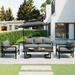 4 Piece Patio Furniture Set Patio Conversation Sets Loveseat & 2 Single Chairs & Acacia Wood Table Outdoor Sectional Sofa Set with Padded Cushions & Aluminum Frame for Yard Porch Poolside Deck