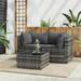 Andoer 3 Piece Patio Set with Cushions Gray Poly Rattan