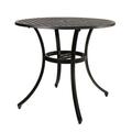 Kinger Home Outdoor Dining Table 34 Inch Large Round Metal Patio Table with Umbrella Hole Cast Aluminum Patio Dining Furniture Drop Leaf Weatherproof and Windproof Patio Furniture - Antique Bronze