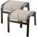 Outdoor Patio Footstools Aluminum Outdoor Ottomans Footrest Small Seating Wicker Furniture Patio Ottoman 2 Pieces Brown