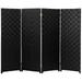 4 ft. Short Woven Fiber Outdoor All Weather Folding Screen - 4 Panel - Black