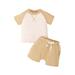 Peyakidsaa Kid Toddler Baby Boy Girl Summer Outfits Short Sleeve O-Neck Shirt + Drawstring Shorts Outfit