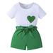 Cute Summer Toddler Girls Outfits Set Kids Baby Spring Print Cotton Ribbed Short Sleeve Tshirt Shorts Outfits Clothes For 6-7 Years