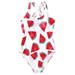 Girls Swimsuits Size 10 Years-12 Years Cute Printing Print Small Conjoined Floral Watermelon Crisscross Summer Swimwear Teen Bathing Suits For Girls White