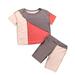 Cute Summer Toddler Girls Outfits Set Color Matching Short Sleeved Leggings Two Piece Suit Splicing Design Suitable For 4-5 Years