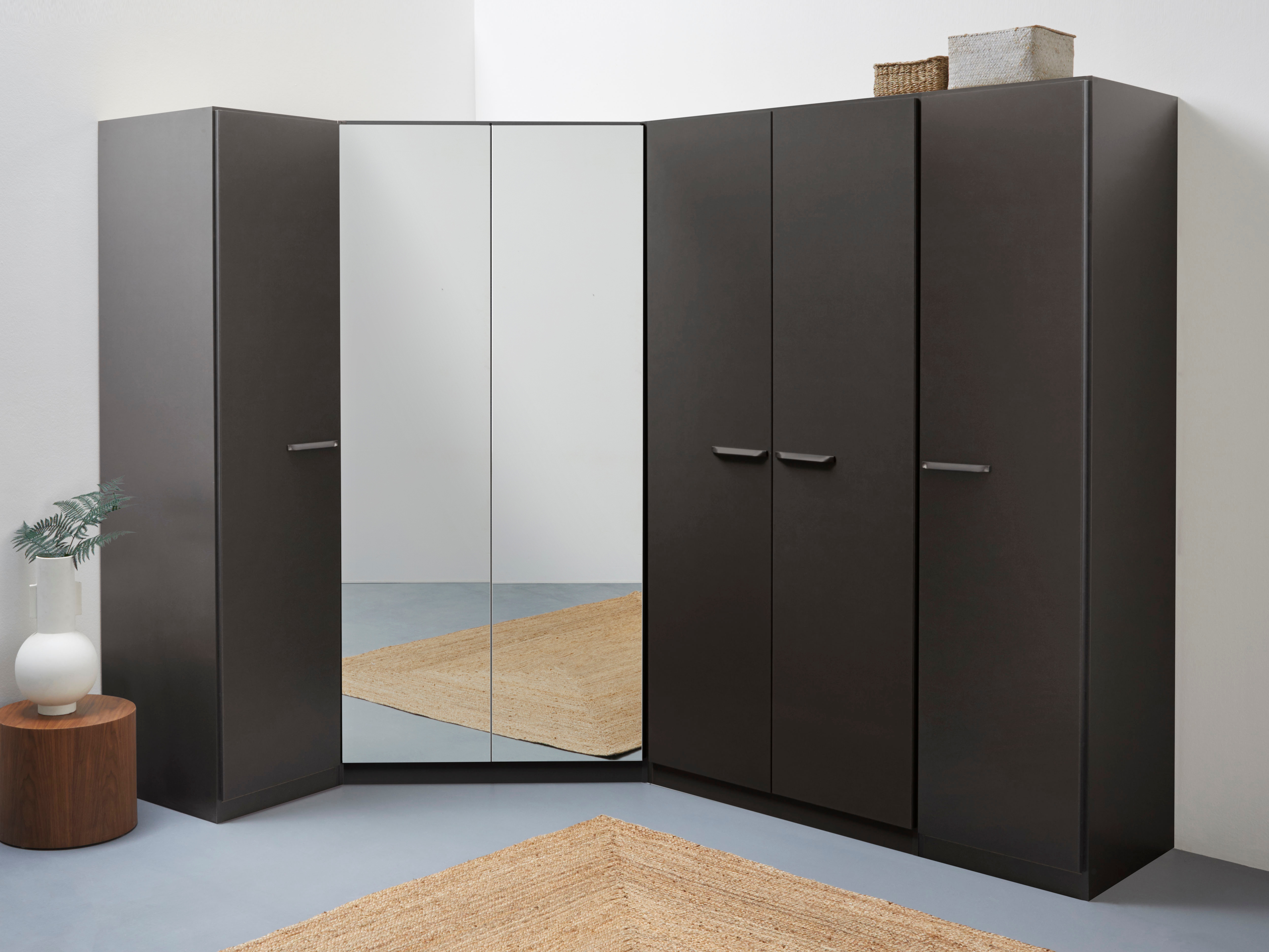 Schrank-Set INOSIGN BY RAUCH "Kleiderschrank Schrank Garderobe Wäscheschrank VANDOR", grau (graumetallic), B:164cm H:197cm T:253cm, Holzwerkstoff, Kastenmöbel-Sets, 6-türig mit viel Stauraum, Schränke einzeln stellbar MADE IN GERMANY