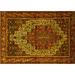 Brown/Yellow 144 x 96 x 0.08 in Area Rug - Bungalow Rose Traditional 1942 Yellow Machine Washable Area Rugs /Chenille | Wayfair