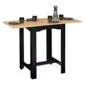 Table haute de bar extensible dona 2 à 4 personnes noire plateau façon hêtre 65-130 cm - Noir