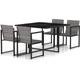 Set da Pranzo da Esterno 5 pz con Cuscini in Polyrattan Grigio Vidaxl 597215