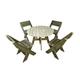 DeckFusion Rounded Picnic Table and Four Chairs Set, Wooden Garden Furniture