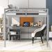 High-Loft Bed with Desk & Writing Board, Wooden Loft Bedframe w/ 2 Drawers Cabinet & 2 Ladders for Kids Teens Boys & Girls