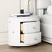 2 Drawers White PU Storage Bedside Table Nightstand