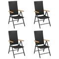 Tomshoo Patio Chairs 4 pcs Poly Rattan Black