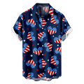 Hawaiian Aloha Beach Shirts Fourth of July Independence Day Celebration Print Vintage Bowling Shirts Button Down Short Sleeve Aloha Beach Shirt & Top Up to 8XL for Couples Men Women and Kids