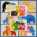 Ruanlalo 3D Animal Puzzle Jigsaw Puzzle Wooden Colorful Three-dimensional Educational Bright Color Hand-eye Coordination Child Gift 3D Animal Puzzle Baby Early Education Toy Party Favors