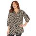 Plus Size Women's Georgette Pintuck Tunic by Catherines in Chai Latte Zebra (Size 6X)