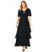 Plus Size Women's Tiered Chiffon Maxi Dress by Catherines in Black (Size 0X)