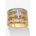 Women's 3 Piece 3.38 Tcw Marquise Cubic Zirconia 14K Yellow Gold-Plated Bridal Ring Set by PalmBeach Jewelry in Gold (Size 7)