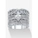 Women's 3 Piece 3.38 Tcw Marquise Cubic Zirconia Platinum-Plated Bridal Ring Set by PalmBeach Jewelry in White (Size 8)