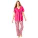 Plus Size Women's Embroidered Short-Sleeve Sleep Top by Catherines in Raspberry Sorbet (Size 2X)
