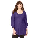 Plus Size Women's Textured Square Neck Sweater by Roaman's in Purple Bias Chevron (Size 38/40)