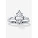 Women's 3.12 Tcw Marquise Cz Platinum-Plated Sterling Silver Engagement Ring by PalmBeach Jewelry in White (Size 7)