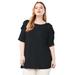 Plus Size Women's Cold-Shoulder Ruffle Tee by June+Vie in Black (Size 26/28)