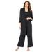 Plus Size Women's Three-Piece Lace & Sequin Duster Pant Set by Roaman's in Black (Size 22 W) Formal Evening