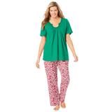 Plus Size Women's Embroidered Short-Sleeve Sleep Top by Catherines in Tropical Emerald (Size L)