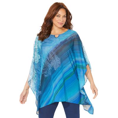 Plus Size Women's Keyhole Georgette Poncho by Cath...