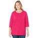 Plus Size Women's Suprema® Snap-Placket Tee by Catherines in Pink Burst (Size 6X)