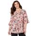 Plus Size Women's GEORGETTE PINTUCK BLOUSE by Catherines in Neutral Painterly Floral (Size 2X)