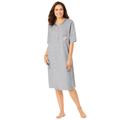 Plus Size Women's Satin Trim Cotton Sleepshirt by Dreams & Co. in Heather Grey Scroll Heart (Size 5X/6X) Nightgown