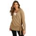 Plus Size Women's Touch of Cashmere Wrap-Front Cardigan by June+Vie in Soft Camel (Size 18/20)