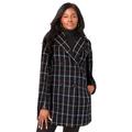 Plus Size Women's A-Line Wool Peacoat by Jessica London in Warm Simple Plaid (Size 14) Winter Wool Double Breasted Coat