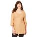 Plus Size Women's Textured Square Neck Sweater by Roaman's in Camel Bias Chevron (Size 42/44)