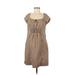 Maeve Casual Dress - Mini Scoop Neck Short sleeves: Tan Print Dresses - Women's Size 6