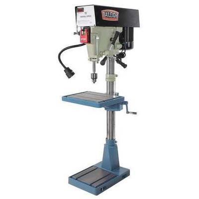 BAILEIGH INDUSTRIAL DP-15VSF Drill Press, Belt Drive, 1 hp, 110 V, 15 in Swing,